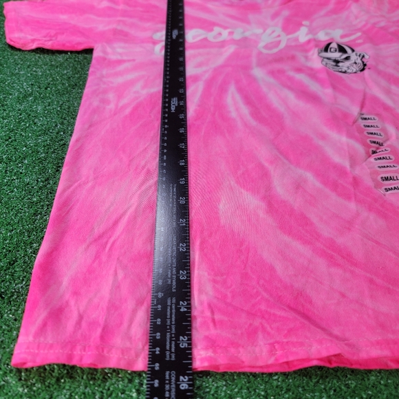 Georgia Bulldogs Women's Pink Tie-Dye T Shirt Size Small Hanes Tag UGA NCAA New - Picture 4 of 6